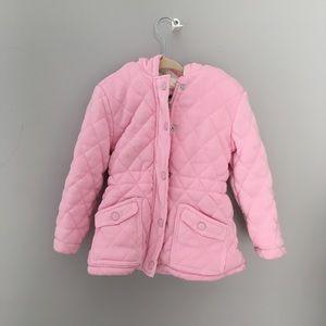 Pink Quilted  Fleece Lined Hooded Jacket 4T